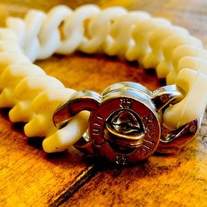 Rustic Cuff Braided white bracelet with silver